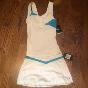 Nike Tennis White/Teal Tank & Skirt NWT XS